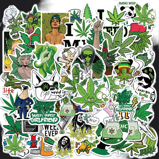 50/100 STICKERS WEED