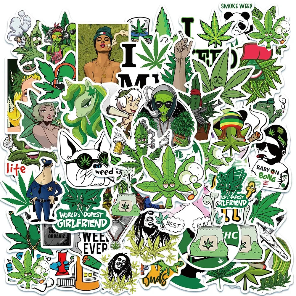 50/100 STICKERS WEED