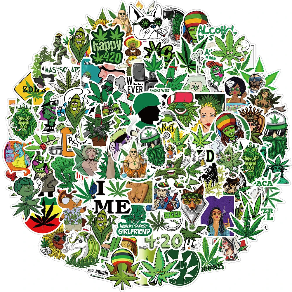 50/100 STICKERS WEED