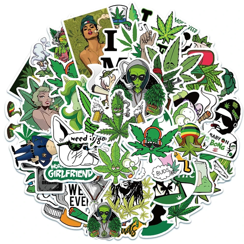 50/100 STICKERS WEED