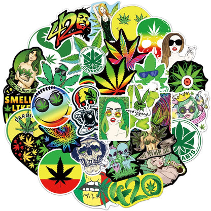 50/100 STICKERS WEED