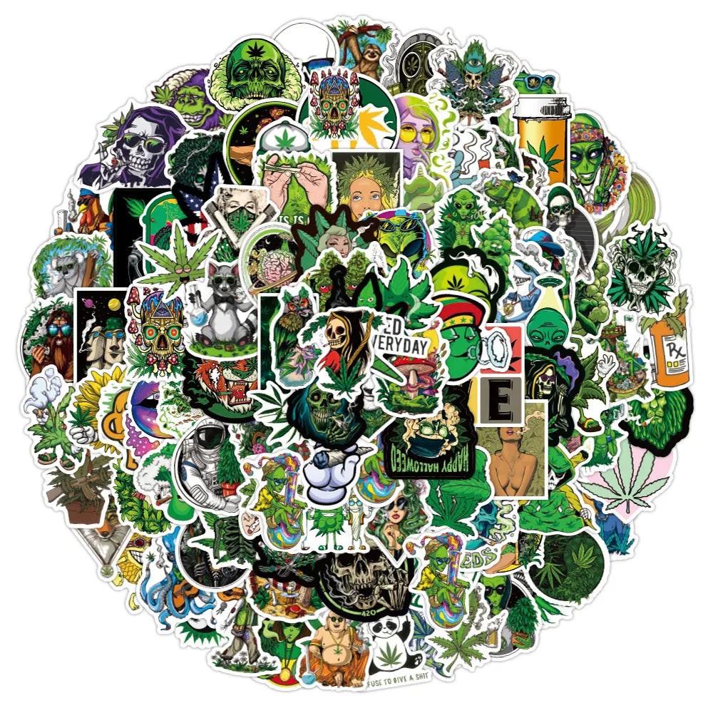 50/100 STICKERS WEED